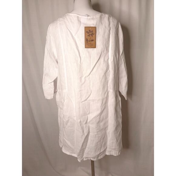 Match Point USA Linen tunic top dress half sleeve Medium White never worn - Picture 2 of 13